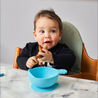 吃飯不再灑滿地！英國 Nana’s Manners 寶寶學習餐具 — 矽膠防滑把手吸盤碗（天青藍）